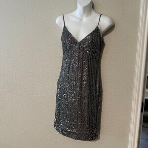 Urban Social Size Medium Grey Sequined Minidress with Adjustable Straps New
